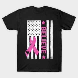 Believe USA Flag Breast Cancer Awareness Month T-Shirt